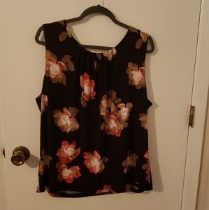 Black & pink flowered blouse 2x